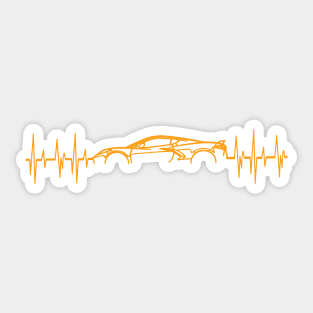 C8 Corvette Heartbeat Orange Supercar EKG Sports Car Heart Beat Line Racecar Pulse Sticker